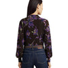 Lauren Ralph Lauren Women's Floral Stretch Jersey Tie-Neck Top Brown/Purple/Multi L
