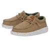 HEYDUDE Wally Youth Washed Canvas Walnut Size 2 | Boy's Loafers | Boy's Slip On Shoes | Comfortable & Light Weight
