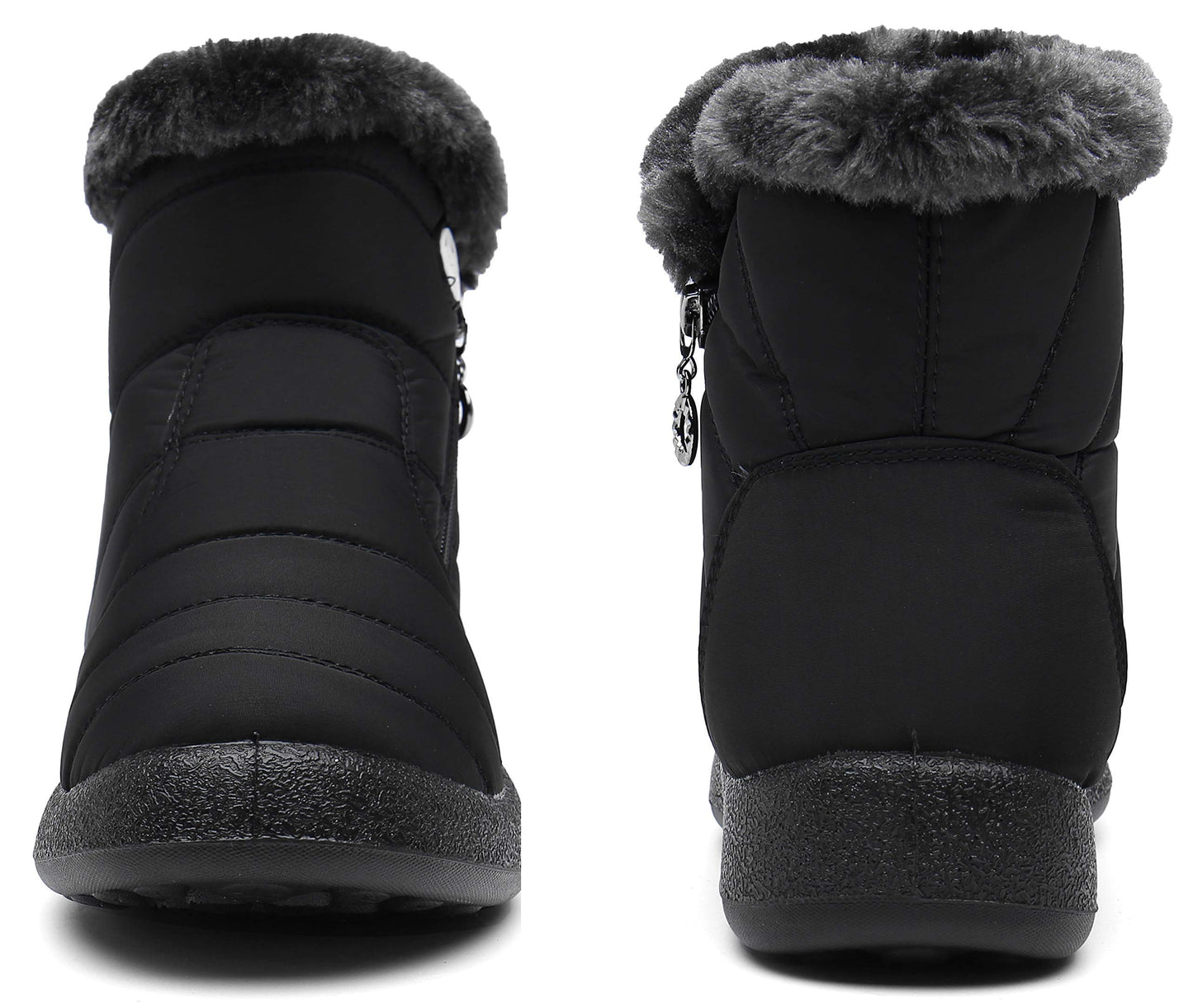 Hsyooes Womens Warm Fur Lined Winter Snow Boots Waterproof Ankle Boots Outdoor Booties Comfortable Shoes for Women,Black,11 M US=Label Size 43