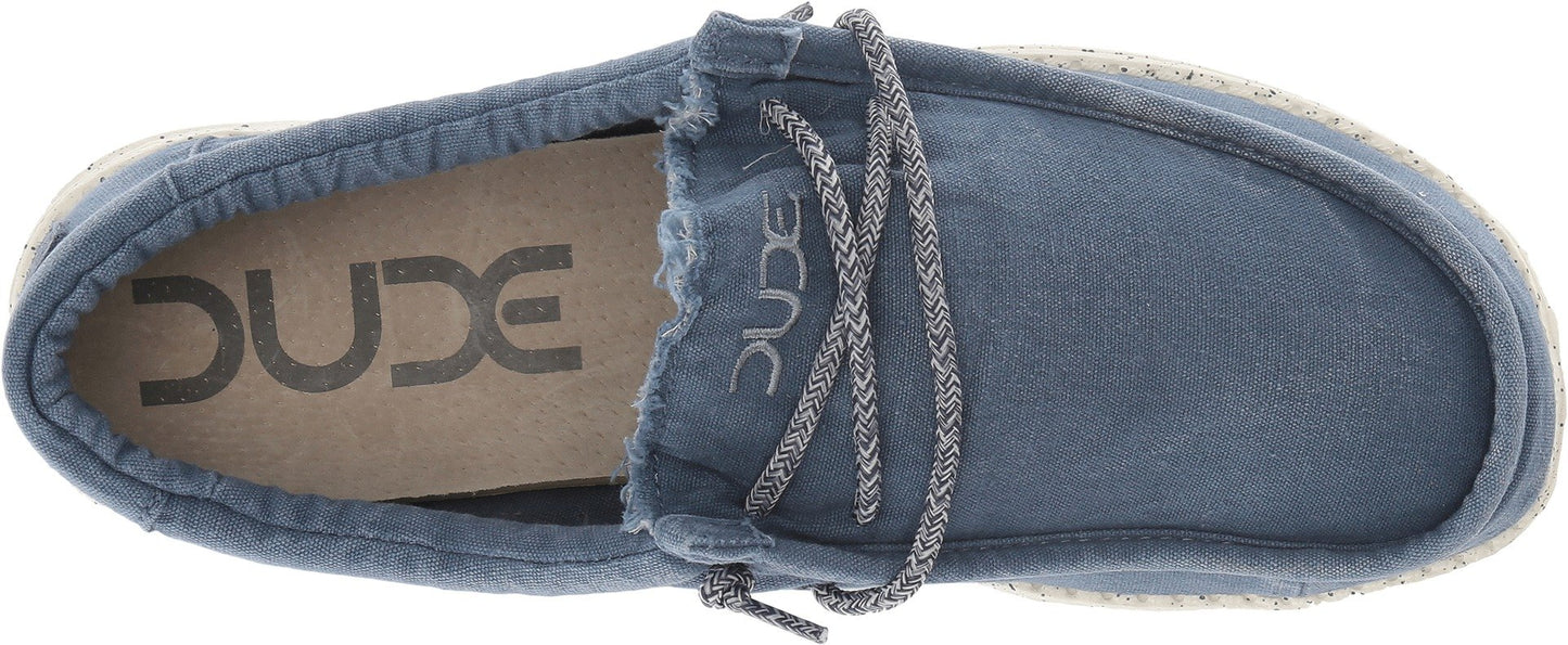 HEYDUDE Men’s Wally Washed Steel Blue Size 10 | Men’s Shoes | Men’s Lace Up | Comfortable & Light-Weight