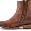 Frye Billy Inside Zip Booties for Women Crafted from Antiqued Pull-Up Leather with Wellington Stitchwork and Piping, Brass Hardware, and Inside Zipper – 5 ¾” Shaft Height, Redwood - 6.5M