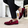 FLQL Men's Slip On Shoes Stitching Microfiber Leather Suede Loafer Non-Slip Casual Shoes Walking Shoes K26 Burgundy Size 8