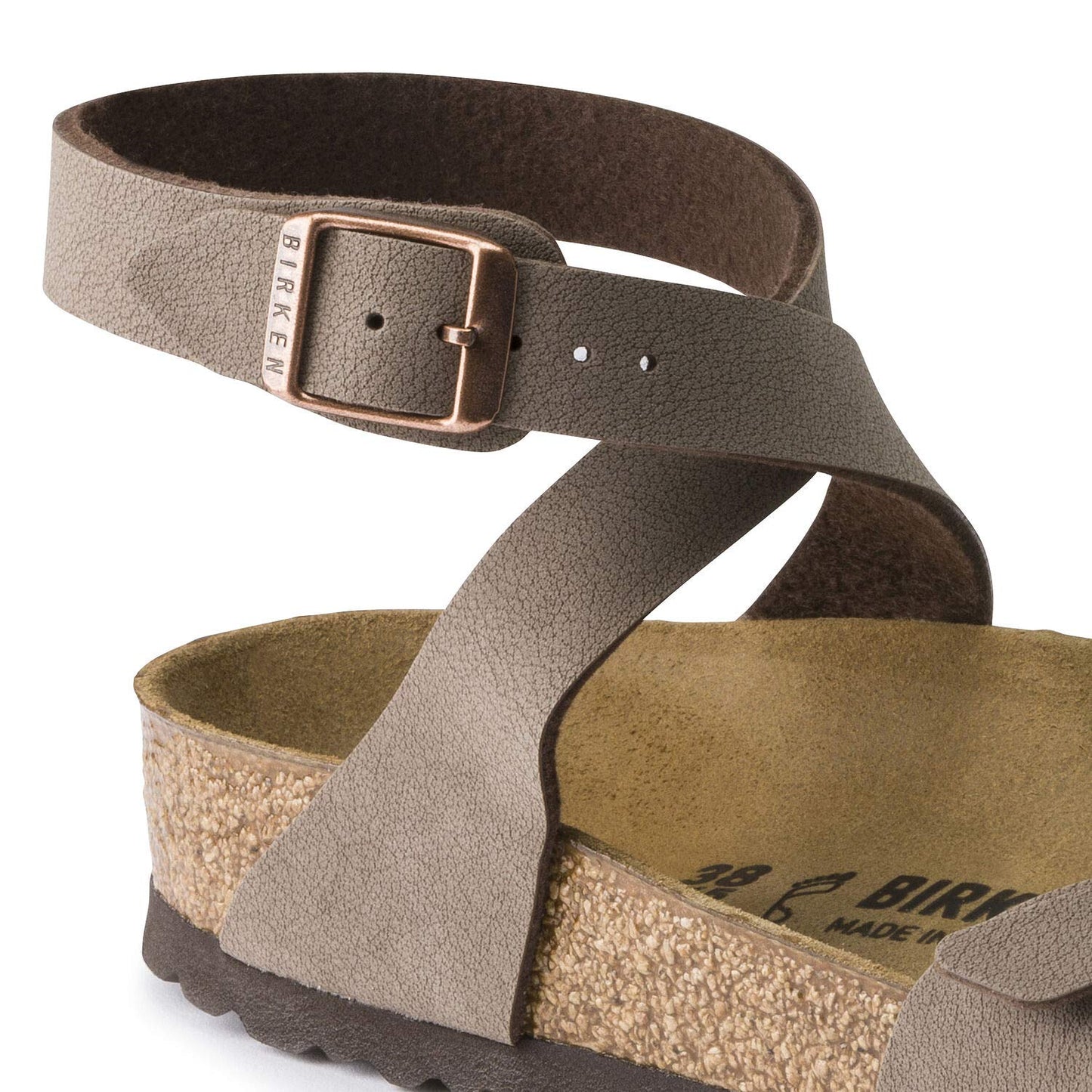Women's Birkibuc Yara Leather Sandal in Mocha by Birkenstock