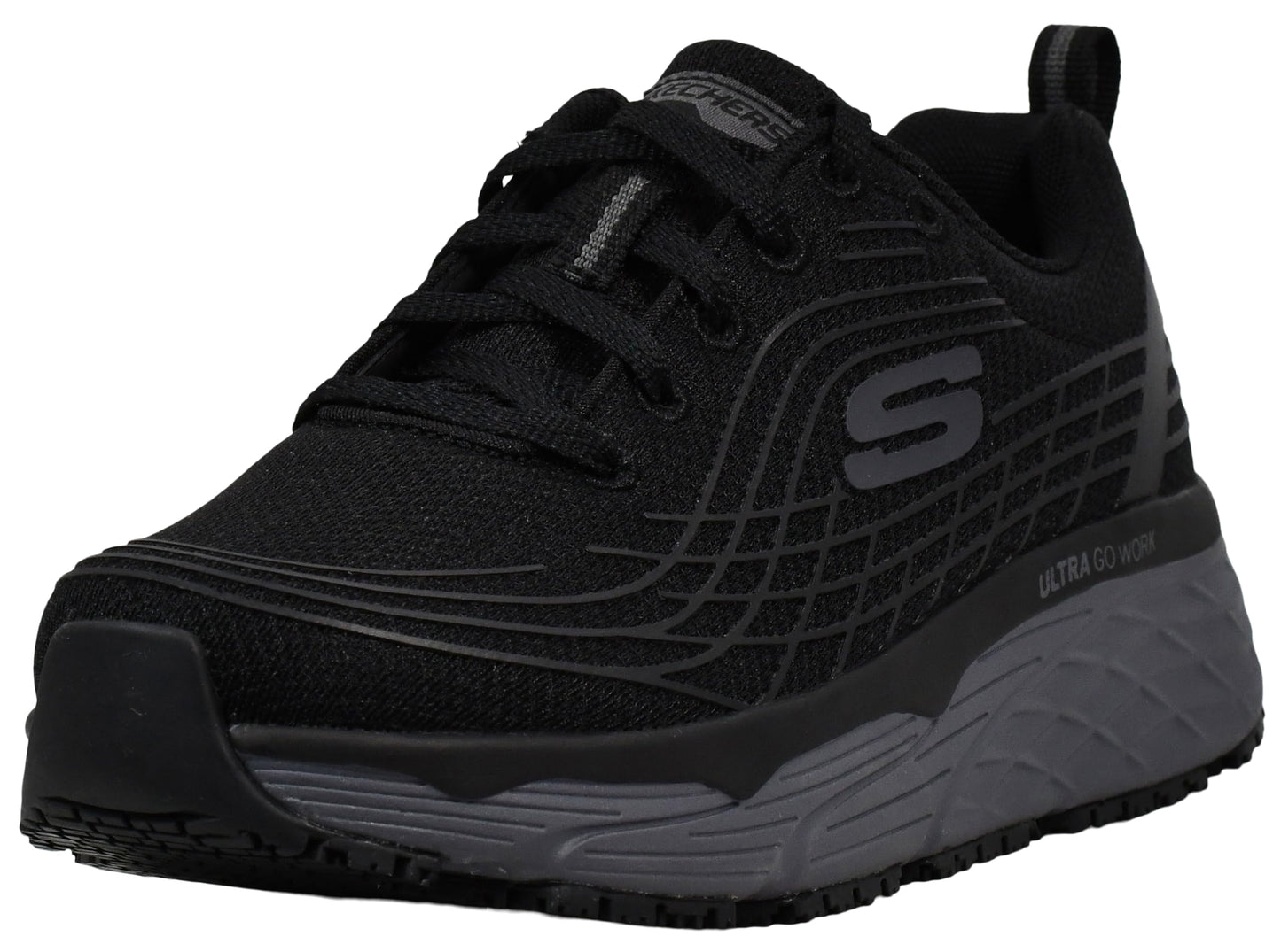 Skechers Women's Max Cushioning Elite Sr Shoes, Black/Charcoal, 6 M