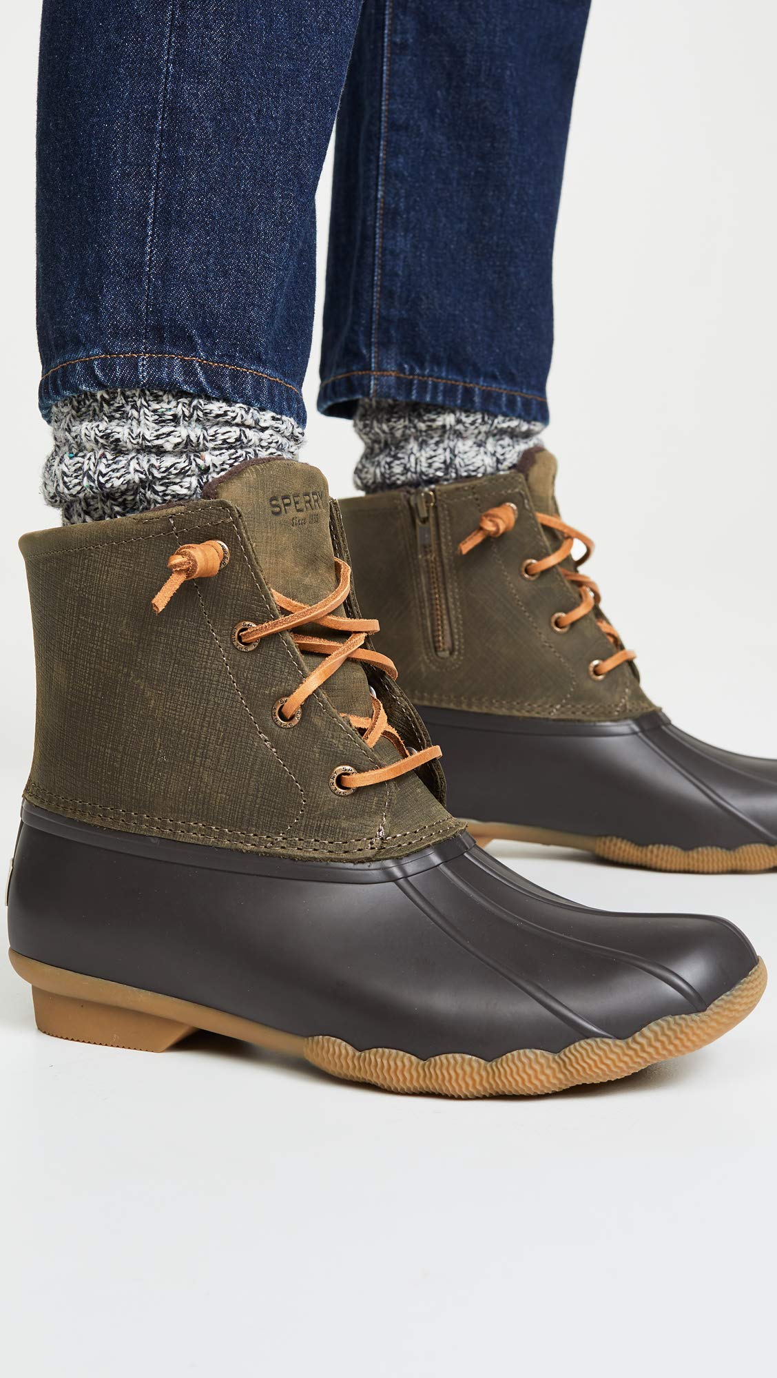 Sperry Women's Saltwater Boots, Brown/Olive, 12
