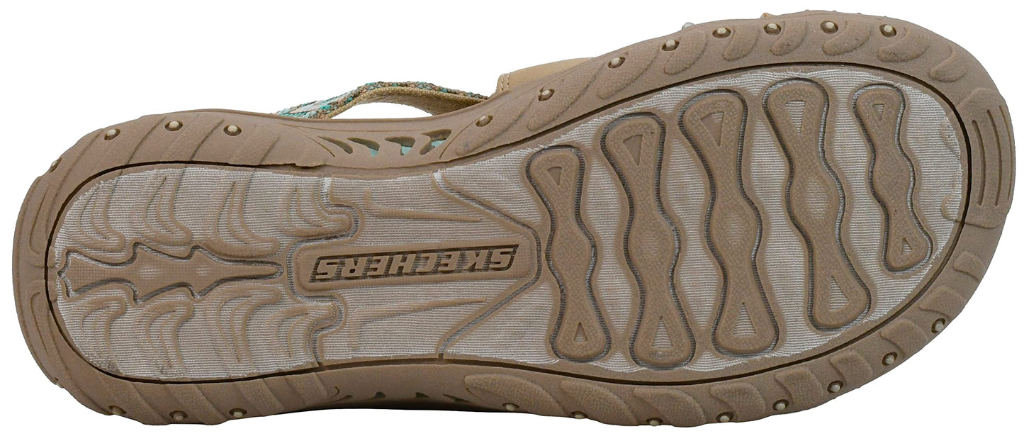 Skechers Womens Reggae - Soundstage Slide Multi-Strap Sandal, Taupe, 11 M US