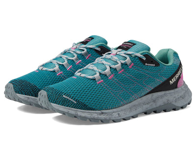 Merrell Fly Strike Running Shoes for Men – Mesh Upper – EVA Footbed Lace-up Closure – Rubber Outsole Lake/Jade 5.5 M