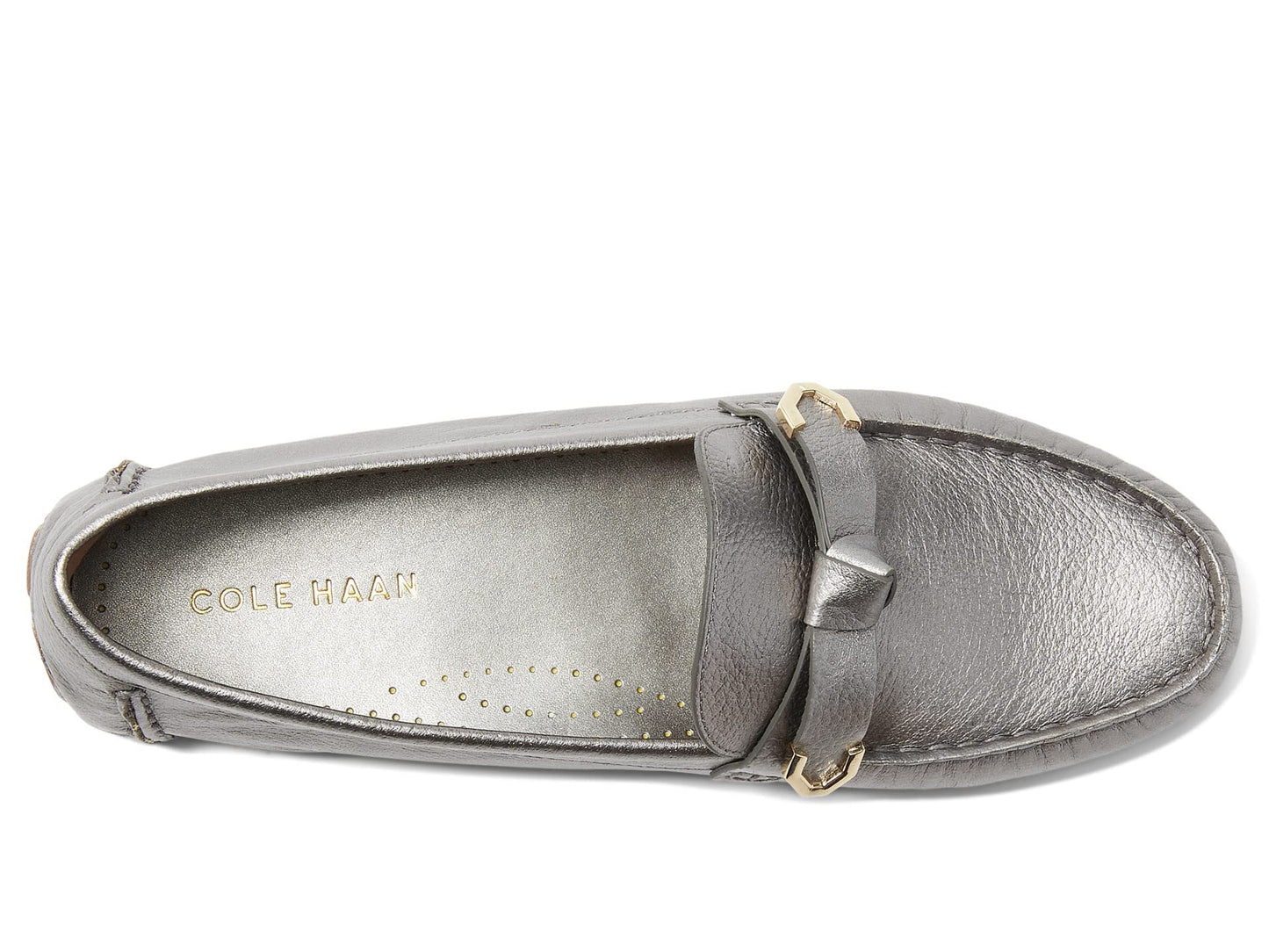 Cole Haan Evelyn Bow Driver Pewter Metallic 6.5 B (M)