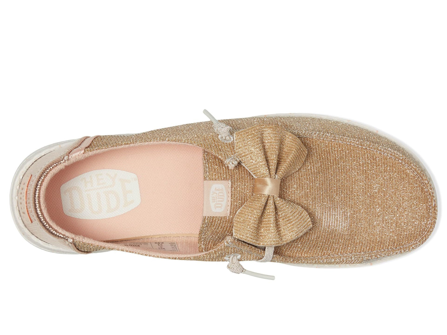 HEYDUDE Womens Wendy Sparkle Bow Rose Gold 7 Medium