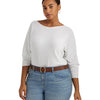 Lauren Ralph Lauren Plus-Size Cotton-Blend Dolman-Sleeve Sweater White 1X