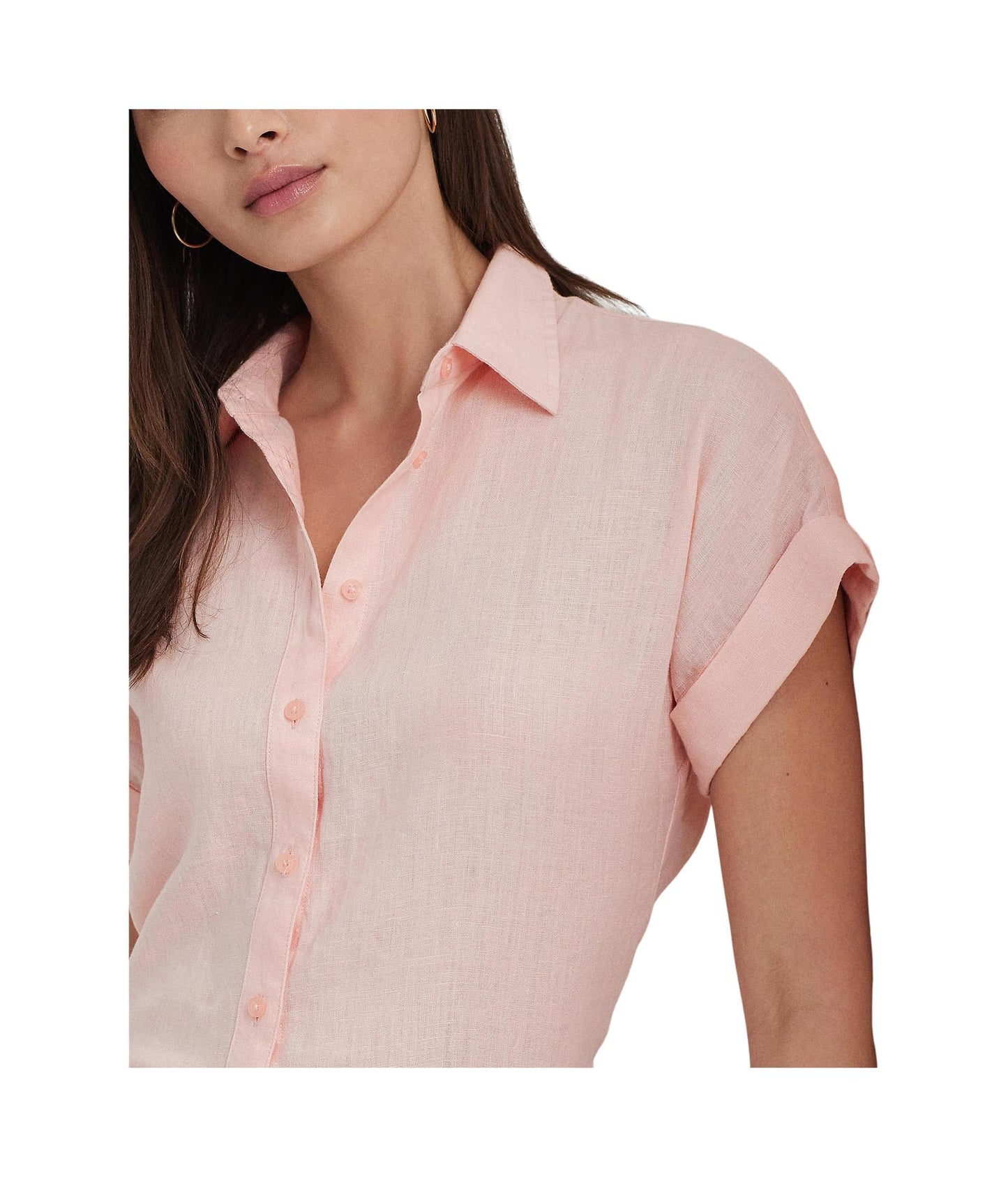 Lauren Ralph Lauren Womens Linen Dolman-Sleeve Shirt Pink Opal S