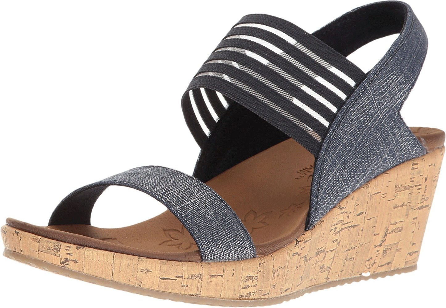 Skechers Cali Women's Beverlee Smitten Kitten Wedge Sandal,Navy Cork,11 M US