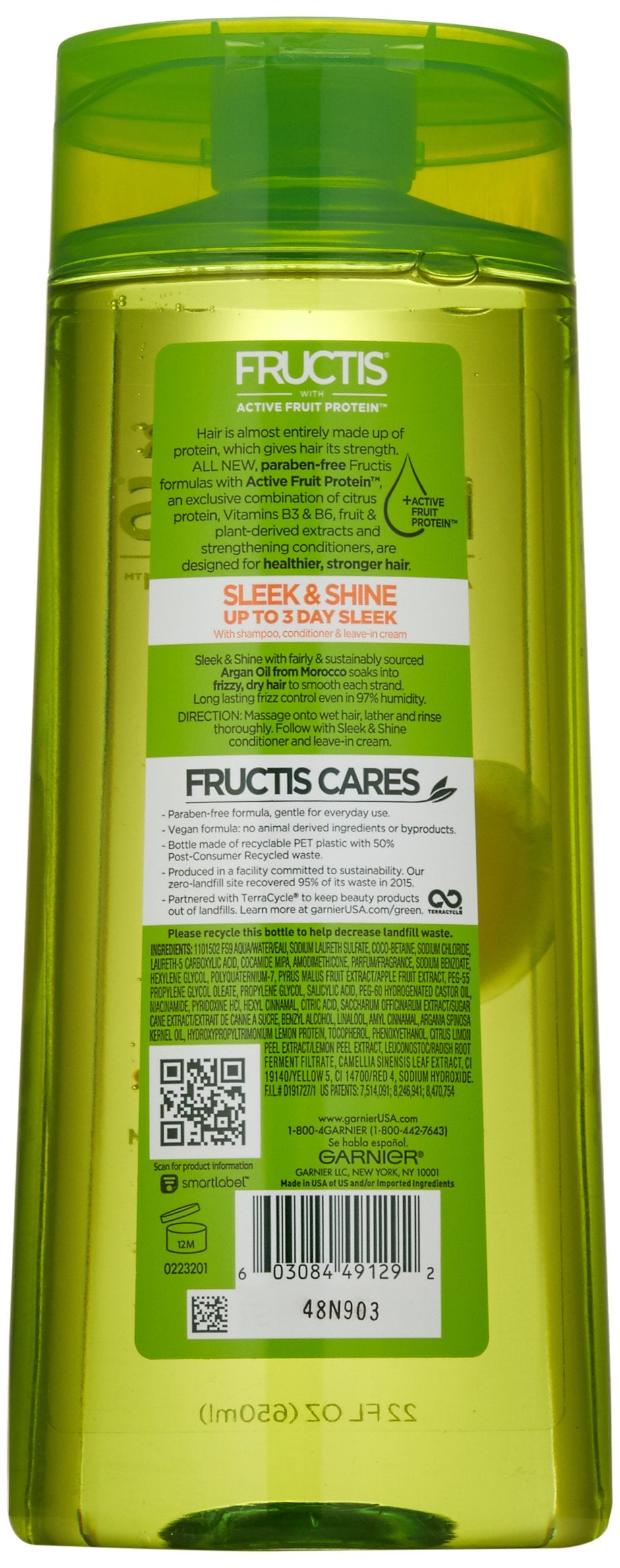 Garnier Fructis Sleek & Shine Shampoo, Frizzy, Dry, Unmanageable Hair, 22 fl. oz.