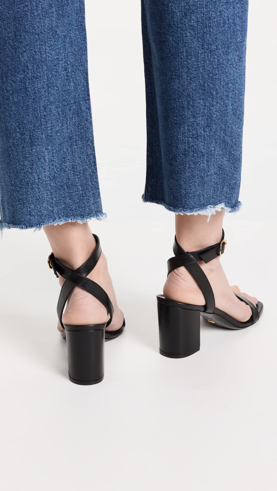 Stuart Weitzman Women's Nearlybare Sandals, Black, 7.5 Medium US