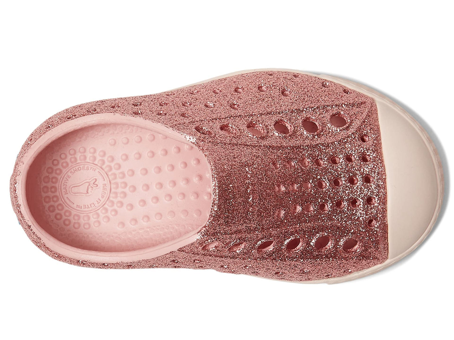 Native Shoes Girl's Jefferson Bling Glitter (Little Kid) Rose Pink Bling/Dust Pink 12 Little Kid M