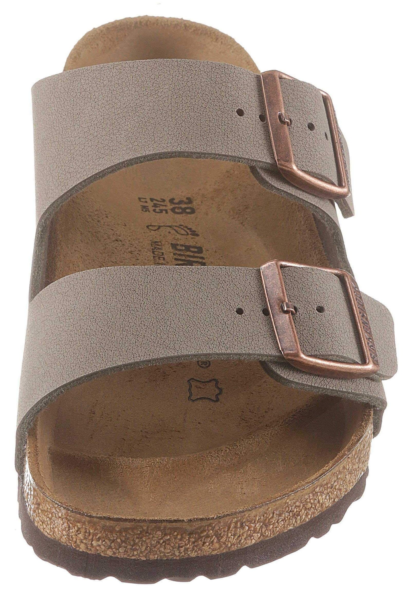 BIRKENSTOCK Unisex Arizona Birko-Flor Nubuck Leather Wide Mules, Grey Stone, 10
