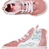 Vans Toddlers Sk8 Hi Zip, (Shark Party) Pink Icing/True White, Size 7 Toddler