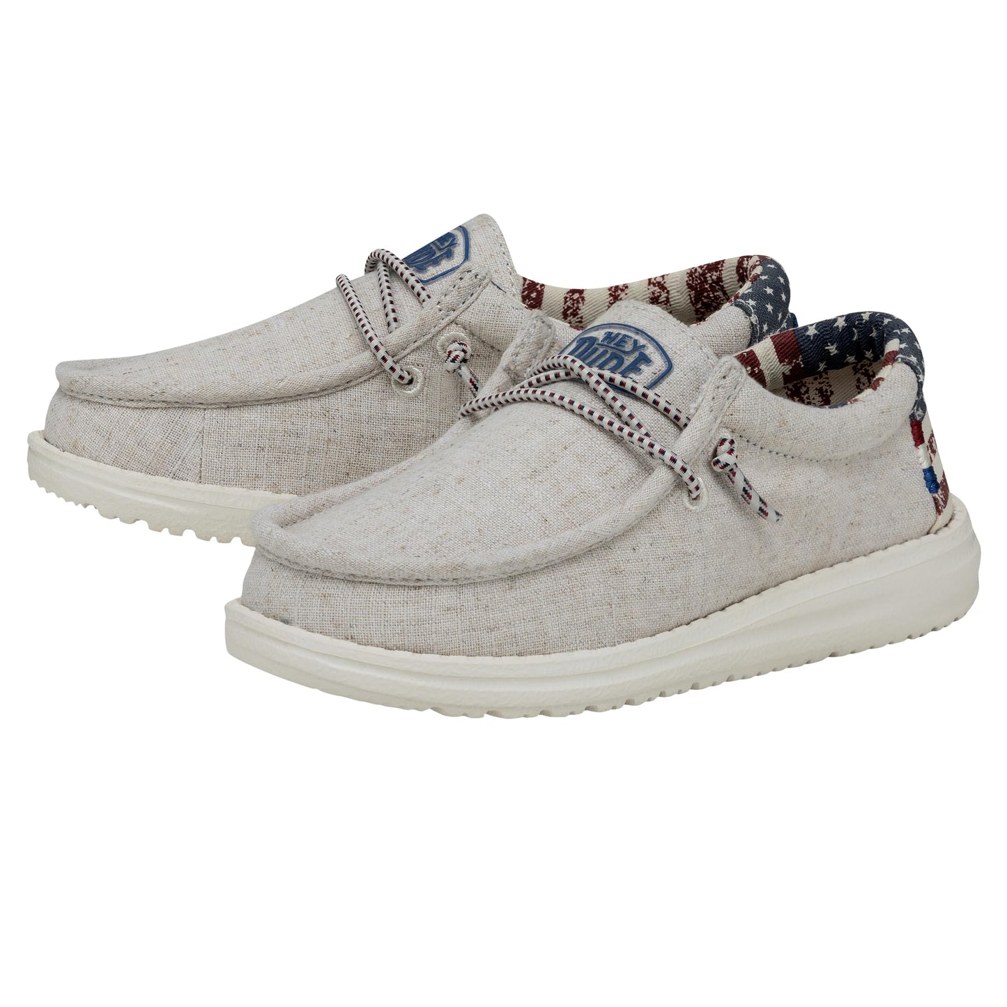 HEYDUDE Boy's Wally-Toddler Patriotic Off White Patriotic Size 6 | Youth's Shoes | Youth Slip-on Loafers | Comfortable & Light-Weight