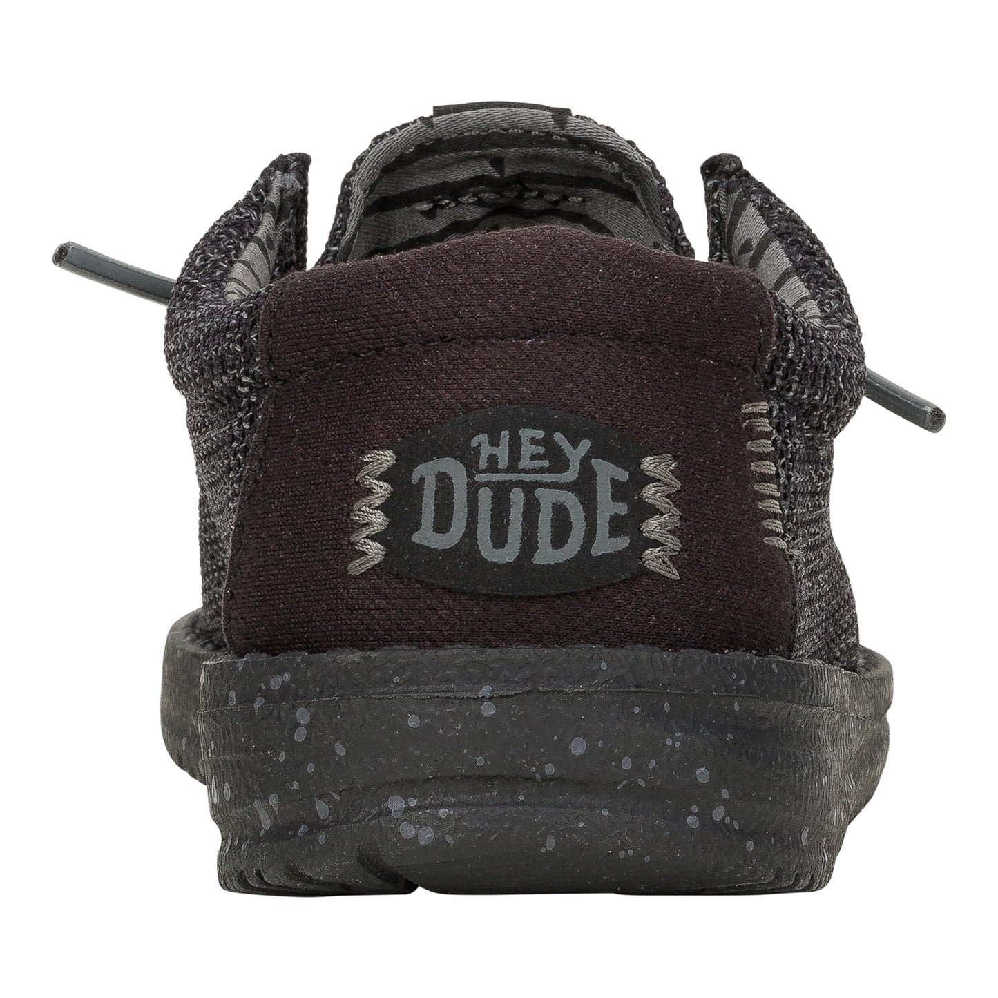 HEYDUDE Boy's Youth Wally Stretch Sox Slip On Shoe, Black/Black Size 1 | Lightweight Easy On Travel Ready Casual Sneaker