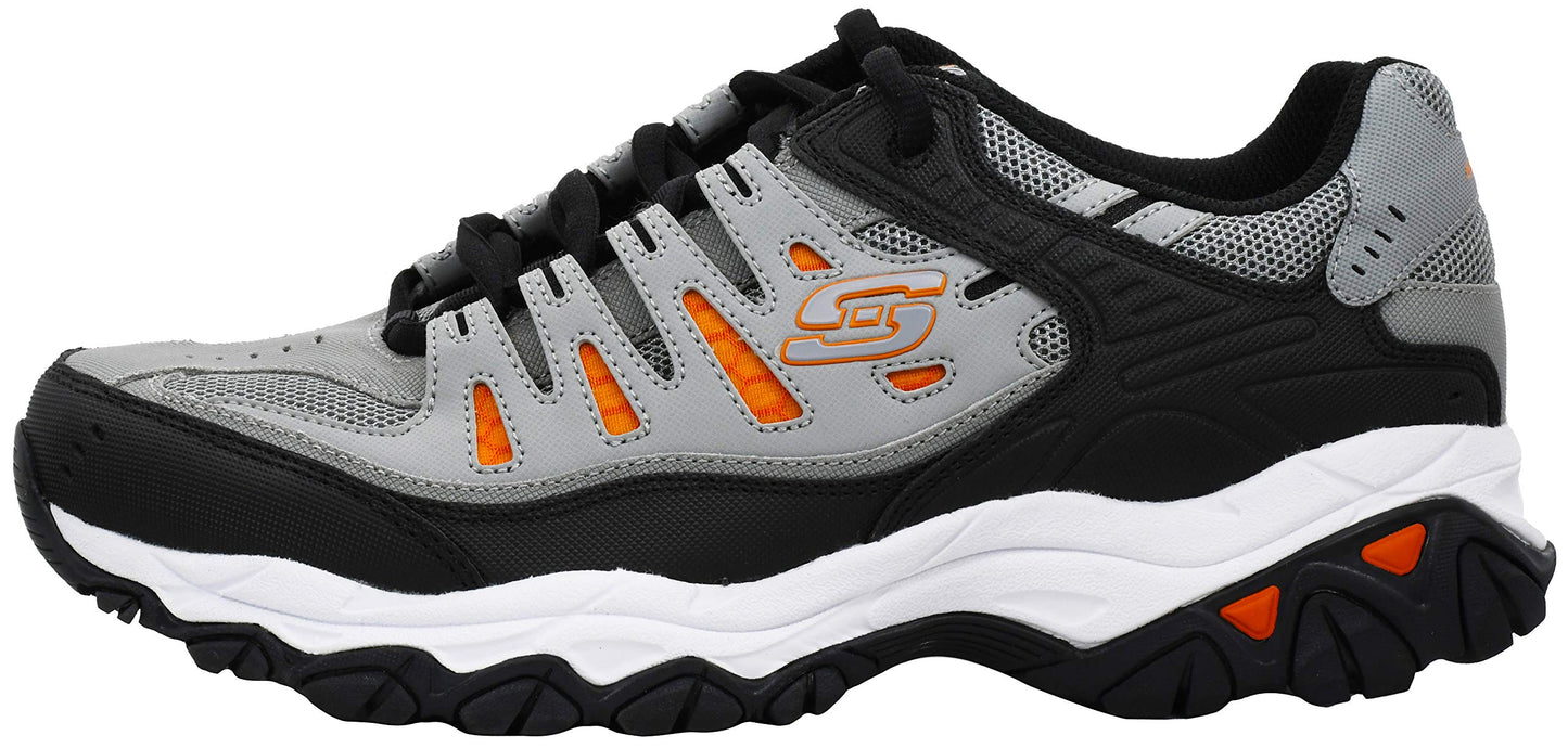 Skechers Men's Afterburn Memory Fit Lace-up Sneaker, Grey/Orange, 9 M US