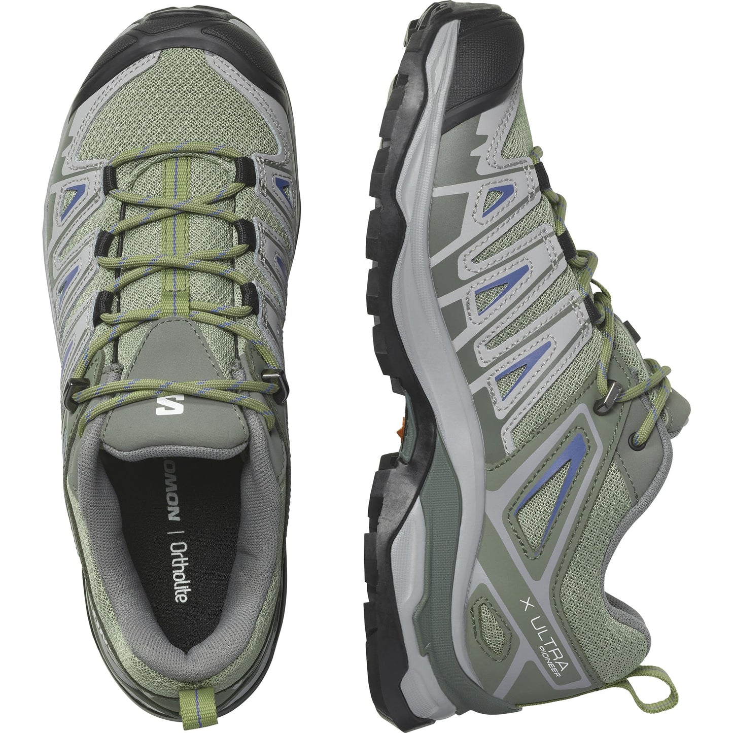 Salomon Women’s X Ultra Pioneer Aero Trail Running Shoes - Oil Green/Castor Gray/Amparo Blue - 6.5