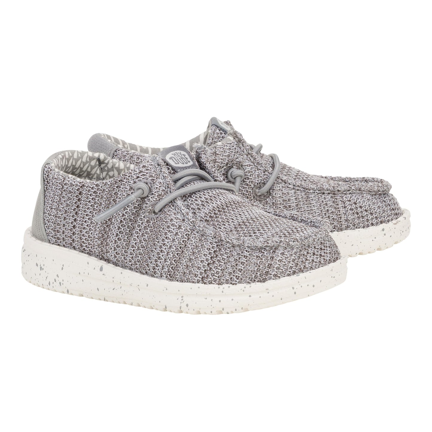 HEYDUDE Boy's Youth Wally Stretch Sox Slip On Shoe, Grey Size 6 | Lightweight Easy On Travel Ready Casual Sneaker