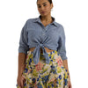 Lauren Ralph Lauren Women's Plus-Size Striped Cotton Broadcloth Shirt Blue/White 1 2X