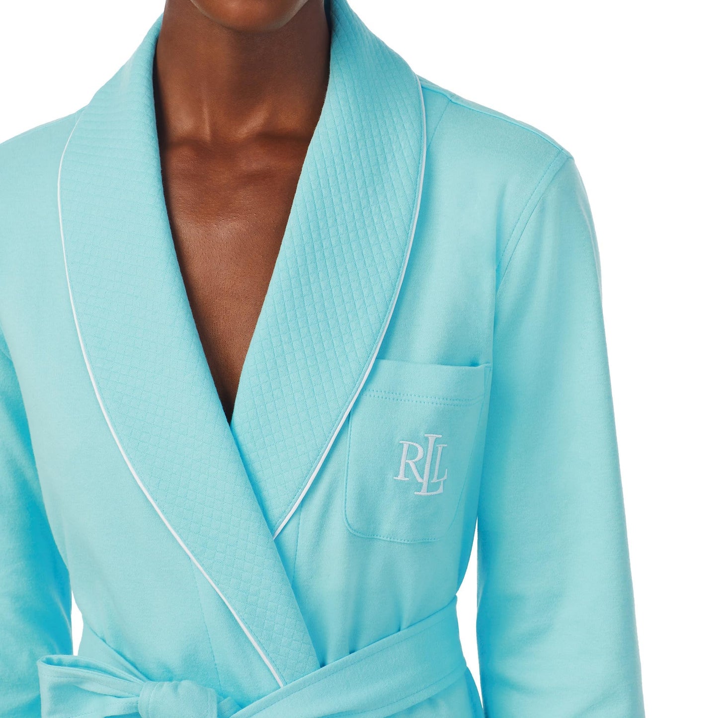 Lauren Ralph Lauren Quilted Collar Interlock Robe Turquoise XL (US 16-18)