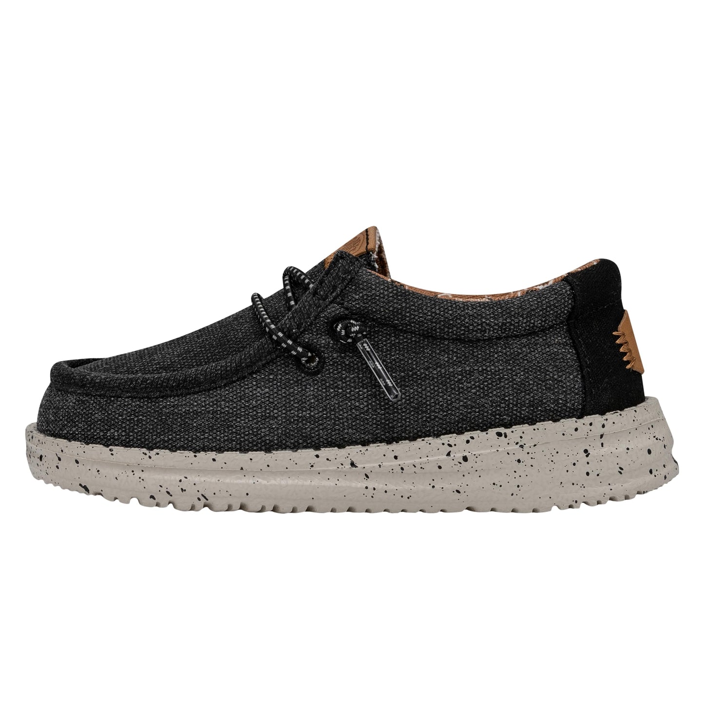 HEYDUDE Wally Toddler Washed Canvas | Boy's Loafers | Boy's Slip On Shoes | Comfortable & Light Weight Black