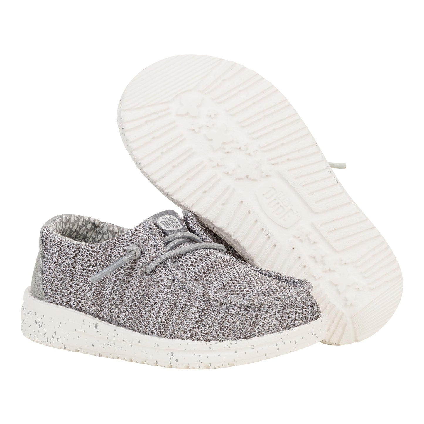 HEYDUDE Boy's Youth Wally Stretch Sox Slip On Shoe, Grey Size 6 | Lightweight Easy On Travel Ready Casual Sneaker