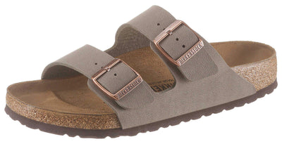 BIRKENSTOCK Unisex Arizona Birko-Flor Nubuck Leather Wide Mules, Grey Stone, 10