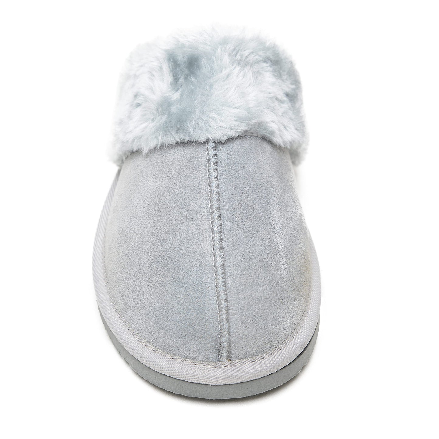 Minnetonka Women's Chesney Suede Scuff Slippers, Ice Grey, 8 M