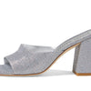 Stuart Weitzman Tia 85 Flareblock Slide Silver 7 B