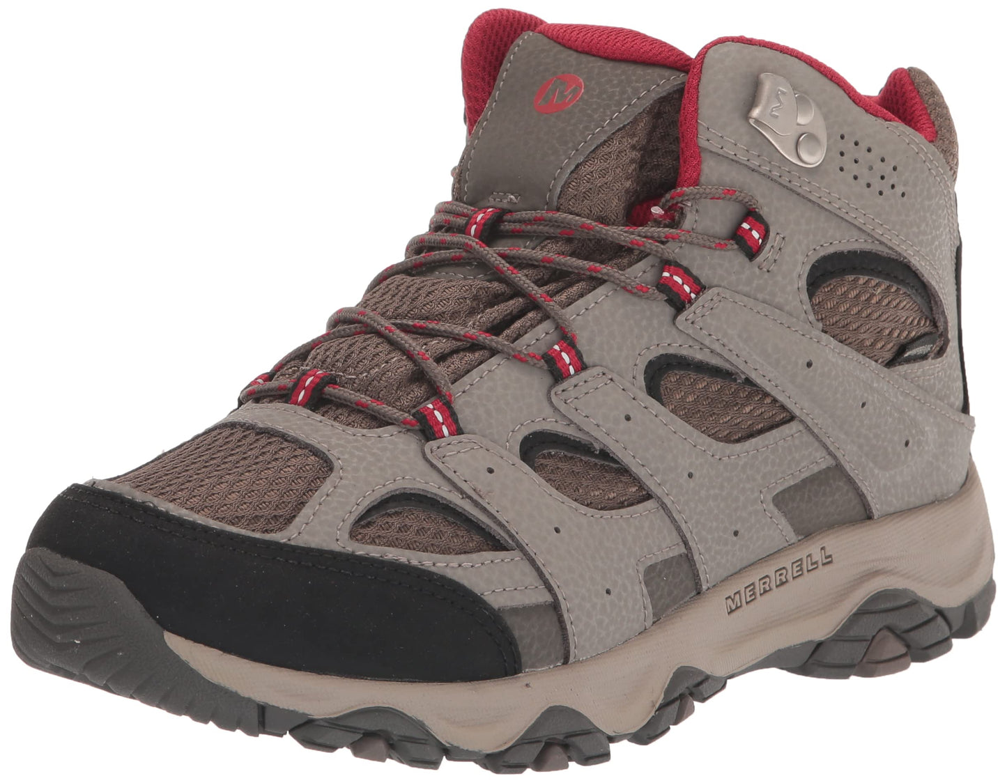 Merrell Unisex Kid's Moab 3 Mid Waterproof Hiking Shoe, Boulder/RED, 2 Wide