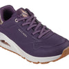 Skechers Women's Uno Shimmer AwaySneaker, Dark Purple Durabuck Rosegold Duraleather M, 8 UK
