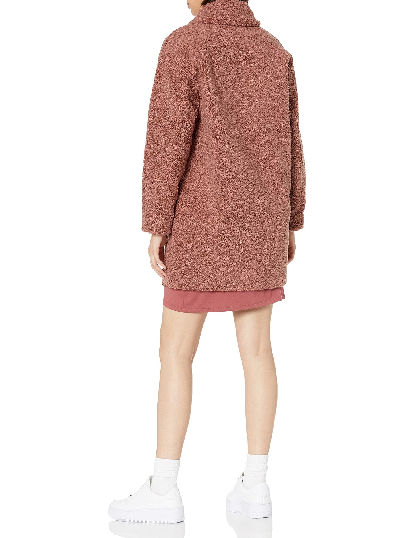Daily Ritual Women's Teddy Bear Lapel Coat Outerwear, -Dusty Rose, XXL