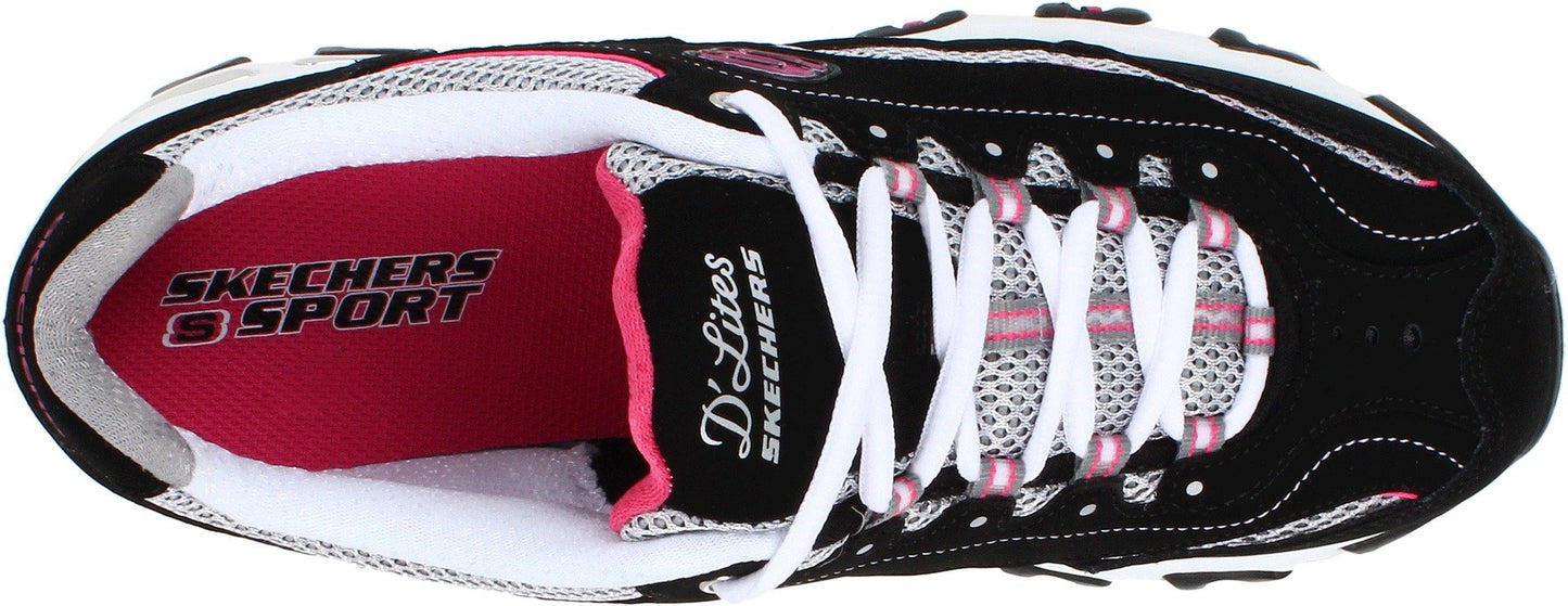 Skechers D'Lites Centennial Womens Sneakers Black/White/Pink 9.5 W