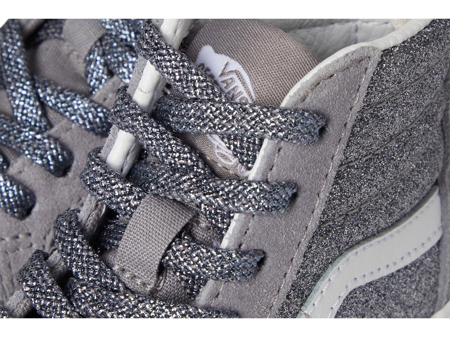 Vans SK8-Hi Zip (Little Kid) Sneaker, Glitter Gunmetal, 1 US Unisex