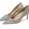 Stuart Weitzman® Stuart 75 Pump Sandals for Women – Suede Upper – Leather Outsole and Lining – Pointed Platino 9 B