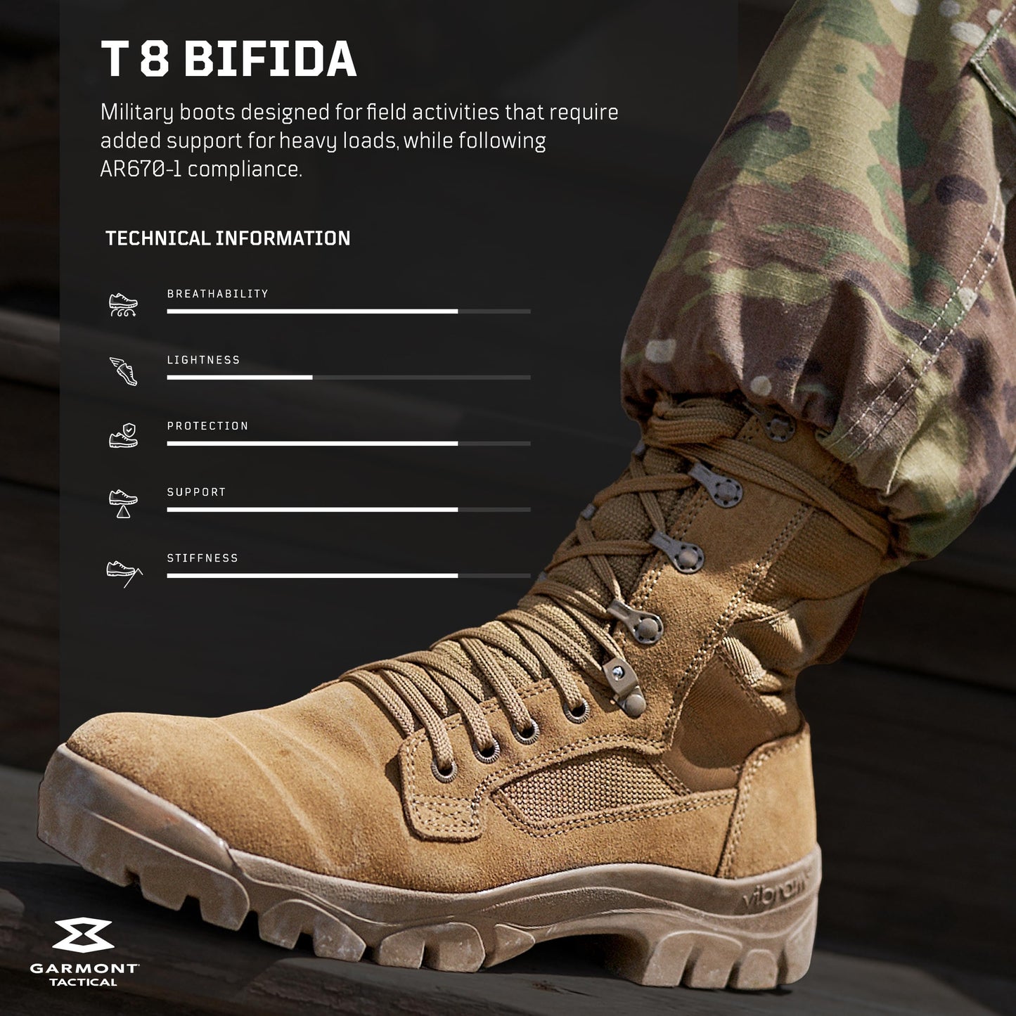 GARMONT TACTICAL Men's T 8 BIFIDA Multi-Terrain Military Tactical Suede Leather Boots, Coyote, 4 Wide