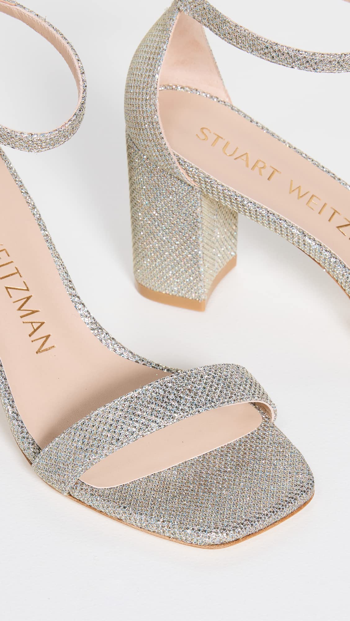 Stuart Weitzman Nudist Curve 75 Block Platino 10.5 B