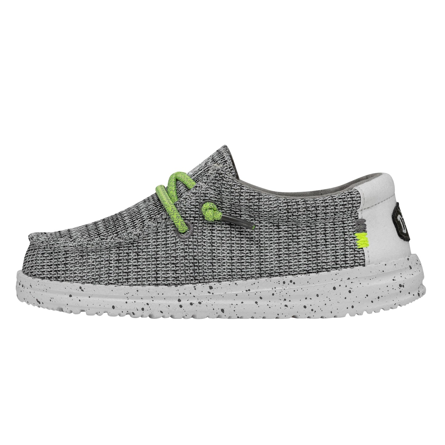 HEYDUDE Wally Youth Sox Stone White Size J3 | Youth Loaferes | Kids Slip On Shoes | Comfortable & Light-Weight