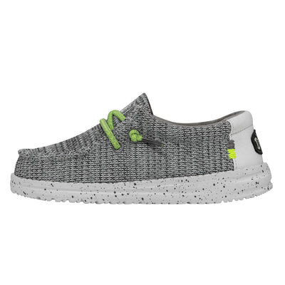 HEYDUDE Wally Youth Sox Stone White Size J3 | Youth Loaferes | Kids Slip On Shoes | Comfortable & Light-Weight