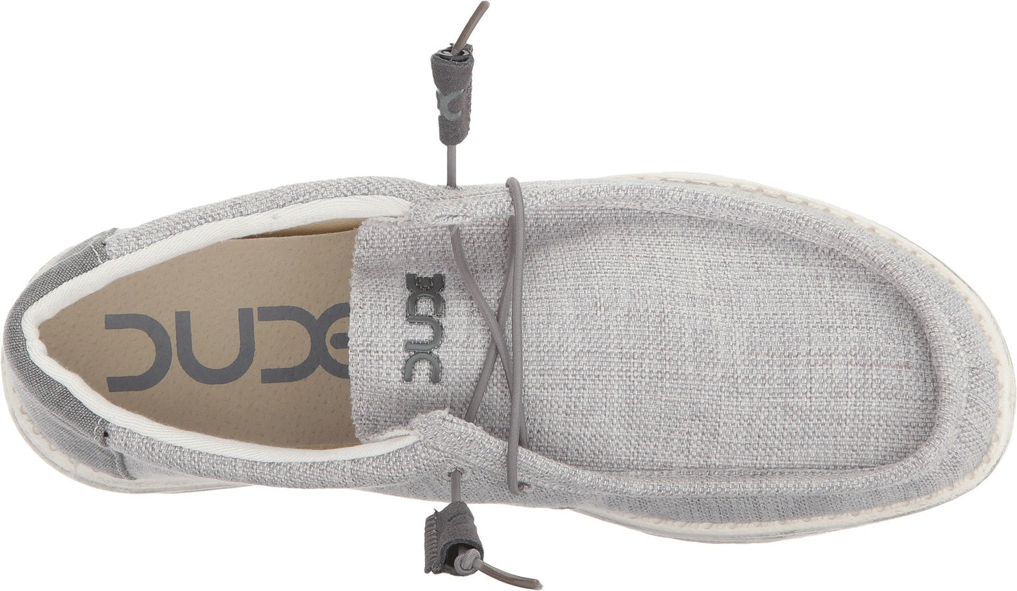 HEYDUDE Men's Wally Woven Grey White Size 11 | Men’s Shoes | Men's Lace Up Loafers | Comfortable & Light-Weight