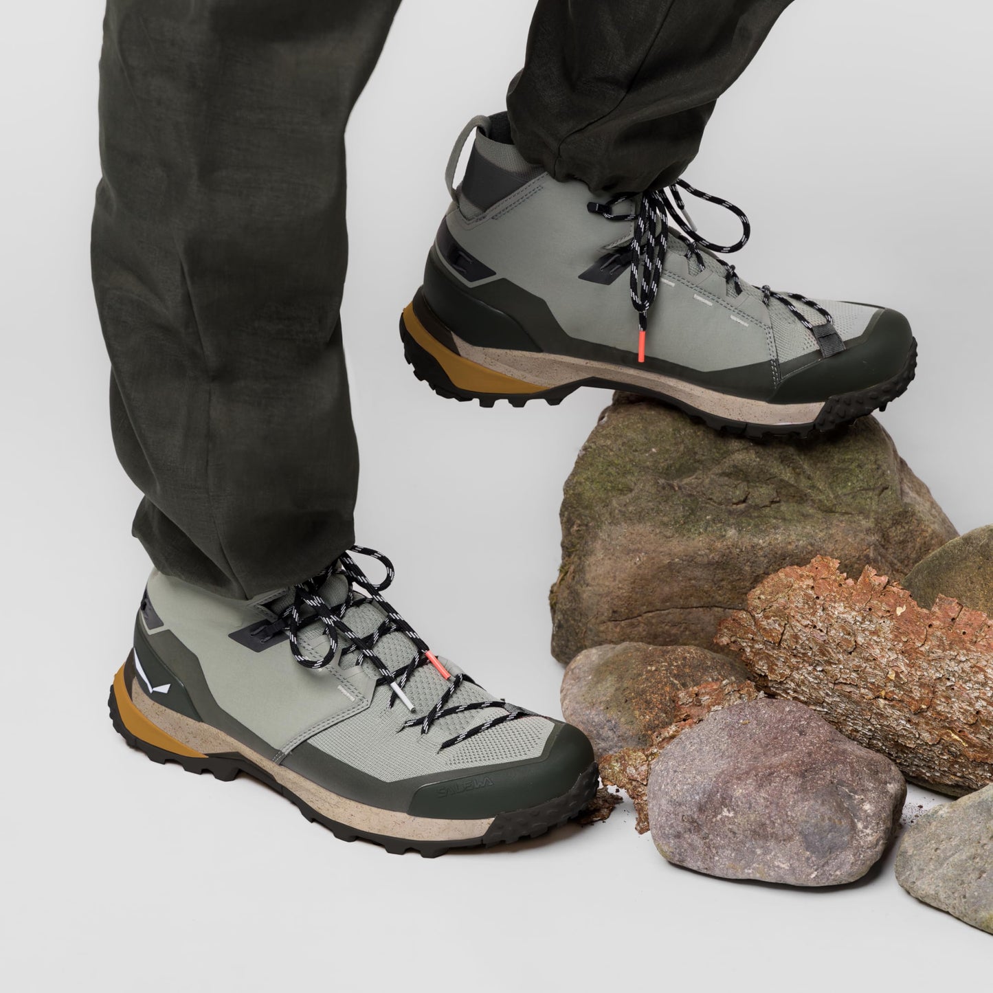 Salewa Men's Puez Knit Mid Powertex Waterproof Trail Boot for Hiking & Trekking - Shadow/Dark Olive - 7.5