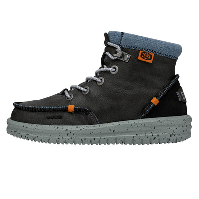 HEYDUDE Bradley Boot Youth Leather Black Size 6 | Kids Boots | Kids Pull on Boots | Comfortable & Light-Weight