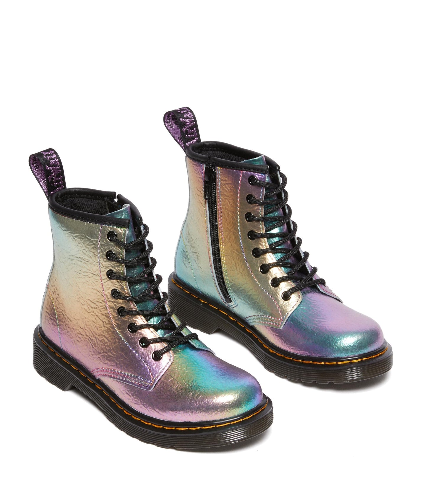 Dr. Martens Kid's Collection 1460 (Little Kid/Big Kid) - Boots for Kids Leather Construction Rainbow Crinkle 2 UK (US 3 Little Kid) M