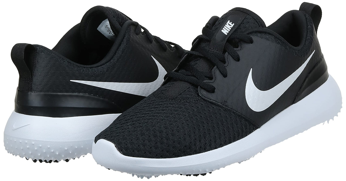 Nike Golf Women's Roshe G Shoes, Black/Metallic White/White, 8
