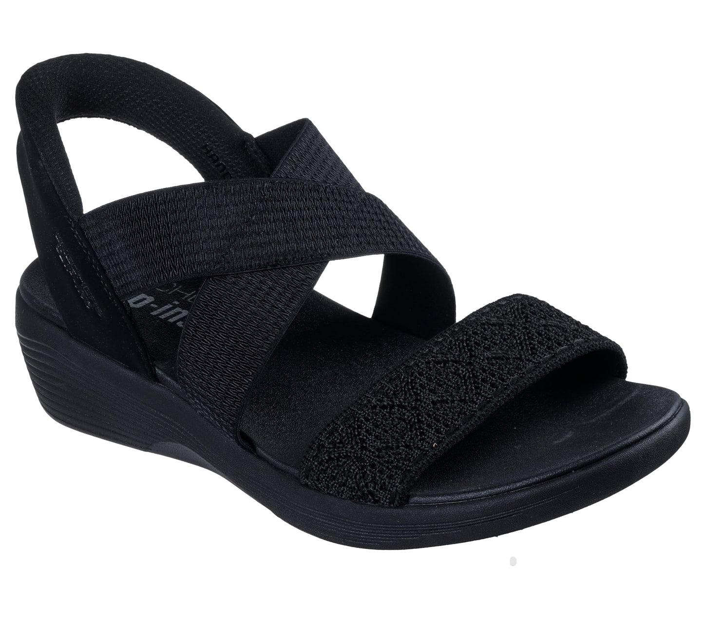 Skechers Women's ARYA - VERY DEMURE Hands Free Slip-Ins, Stretch Cross Band Sling Back, Black/Black, 9M