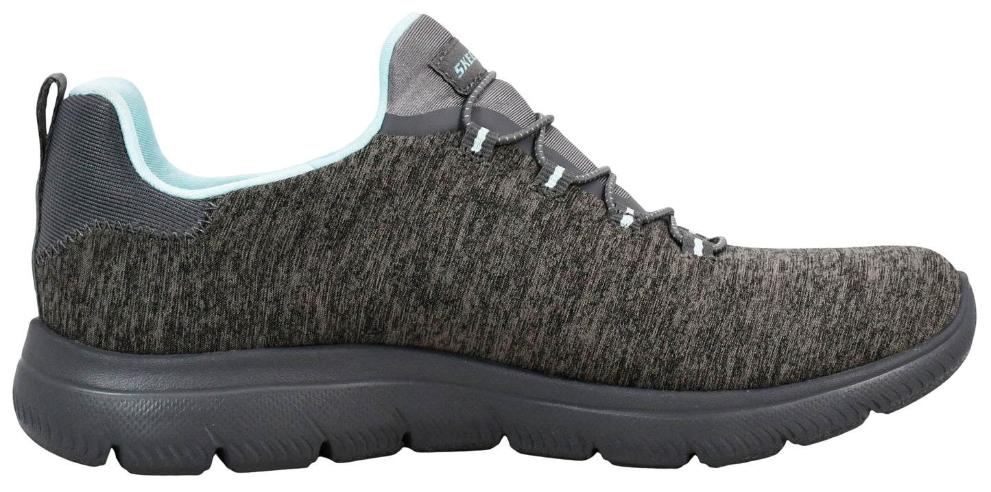 Skechers Women's Summits - Quick Getaway Shoes, Charcoal/Light Blue, 9 M